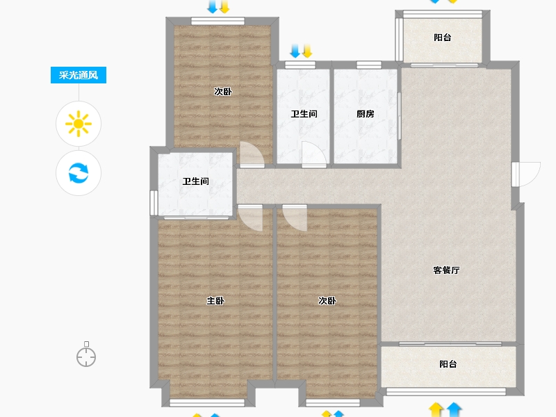 河南省-郑州市-郑州雅居乐国际花园-118.89-户型库-采光通风