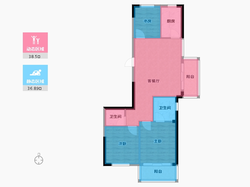 浙江省-嘉兴市-融信澜庭·启杭-67.79-户型库-动静分区