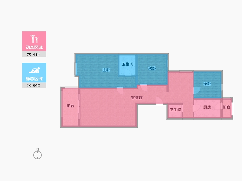 内蒙古自治区-鄂尔多斯市-丰和日丽小区-113.22-户型库-动静分区