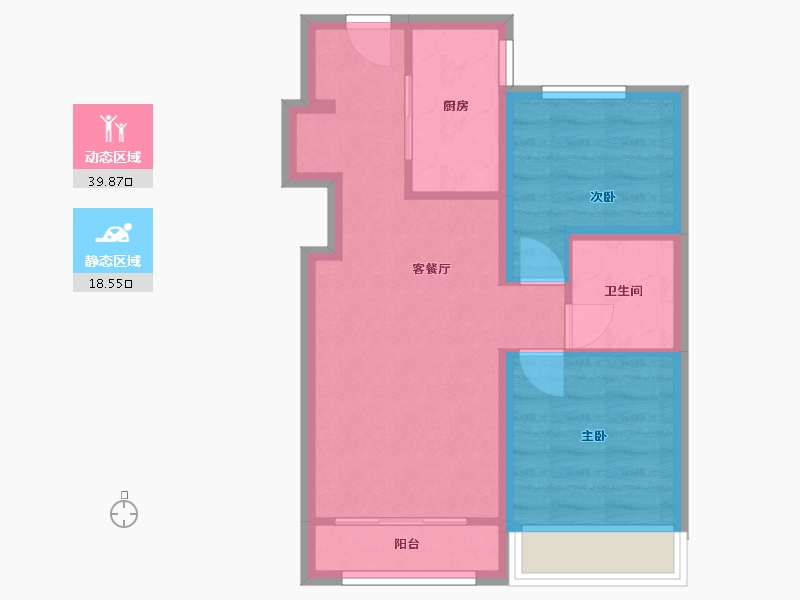 黑龙江省-哈尔滨市-昆仑 · 时代中心-57.00-户型库-动静分区