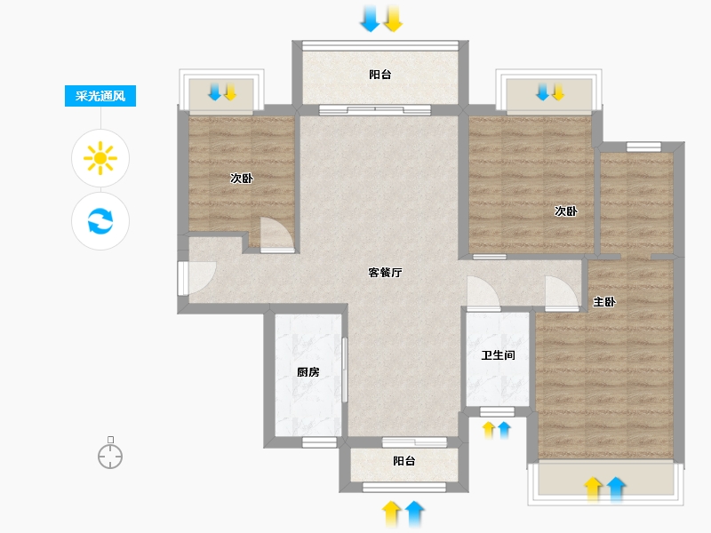 广西壮族自治区-柳州市-合景云溪四季-89.00-户型库-采光通风