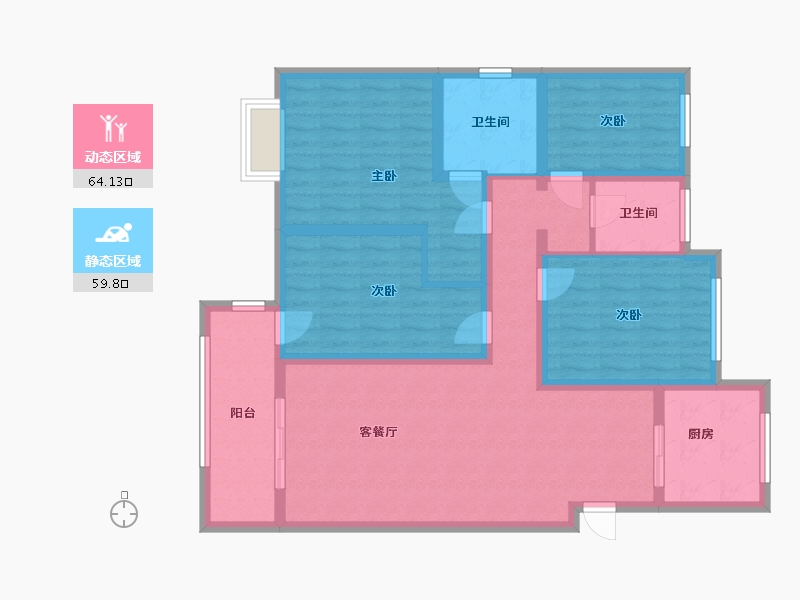 江苏省-宿迁市-世纪紫薇苑-110.92-户型库-动静分区