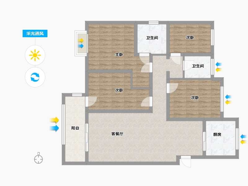 江苏省-宿迁市-世纪紫薇苑-110.92-户型库-采光通风