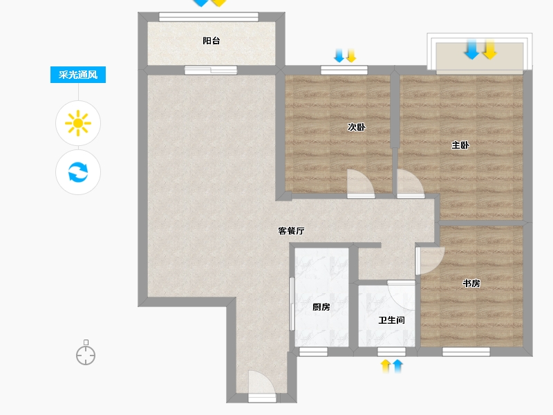 江西省-南昌市-新建城-69.34-户型库-采光通风