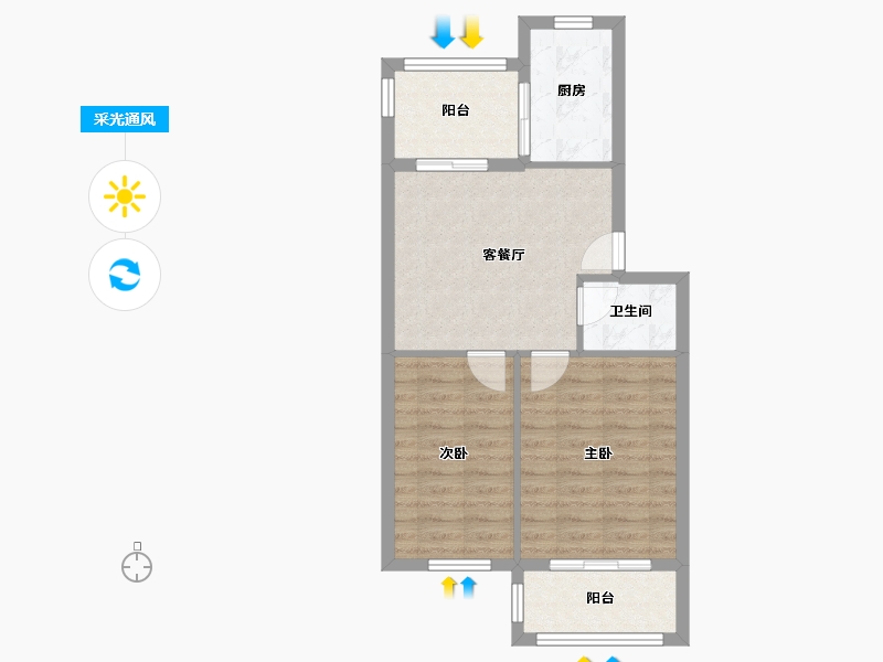 北京-北京市-新建宫门路21号院-69.00-户型库-采光通风