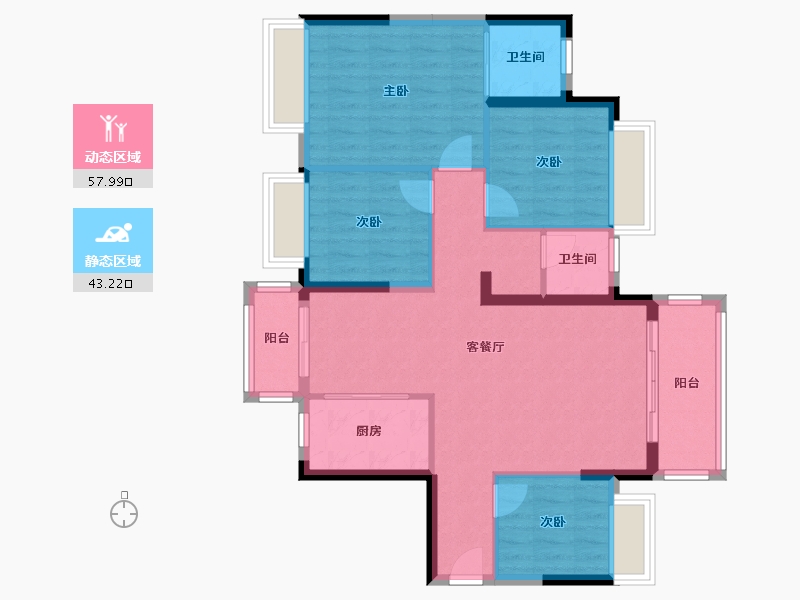 广西壮族自治区-贵港市-永新花园-96.00-户型库-动静分区