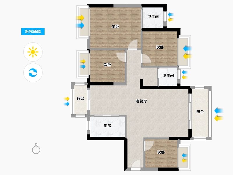 广西壮族自治区-贵港市-永新花园-96.00-户型库-采光通风