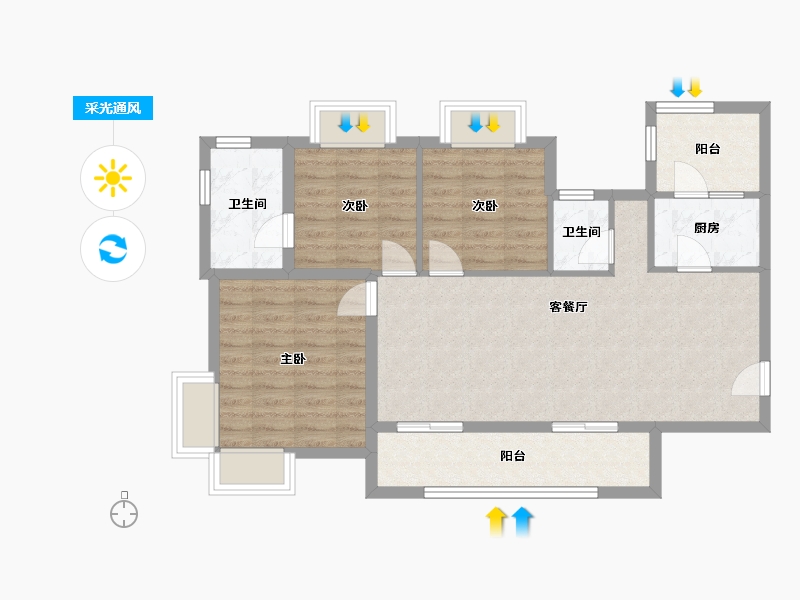 四川省-南充市-万卷山河-87.00-户型库-采光通风