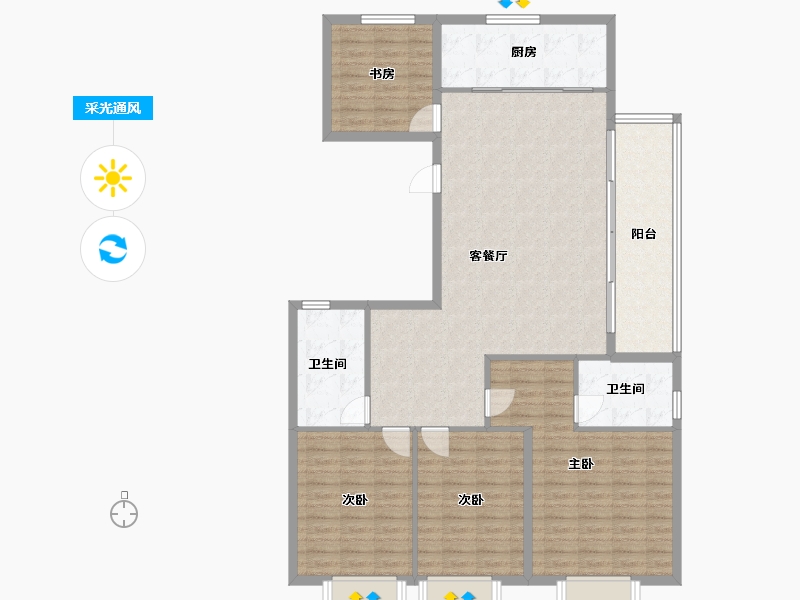 湖北省-黄石市-中梁滨江壹号-129.00-户型库-采光通风