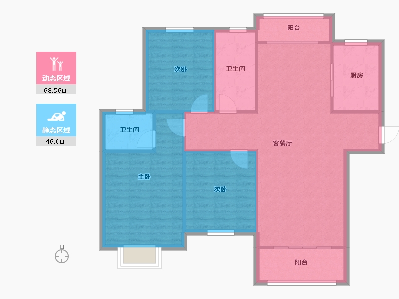 河南省-驻马店市-银丰-财富广场-105.21-户型库-动静分区