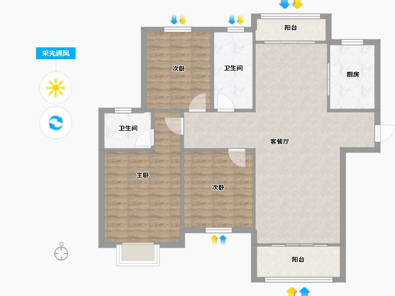 河南省-驻马店市-银丰-财富广场-105.21-户型库-采光通风