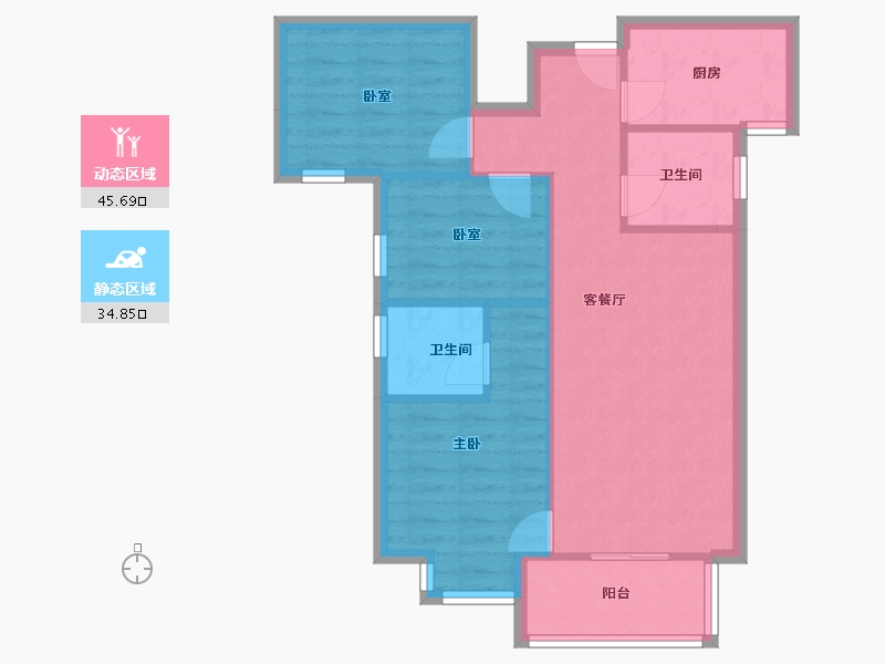 陕西省-西安市-三迪·曲江香颂枫丹-76.84-户型库-动静分区