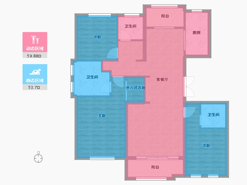 黑龙江省-哈尔滨市-南郡·新城-102.00-户型库-动静分区