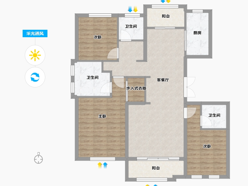 黑龙江省-哈尔滨市-南郡·新城-102.00-户型库-采光通风