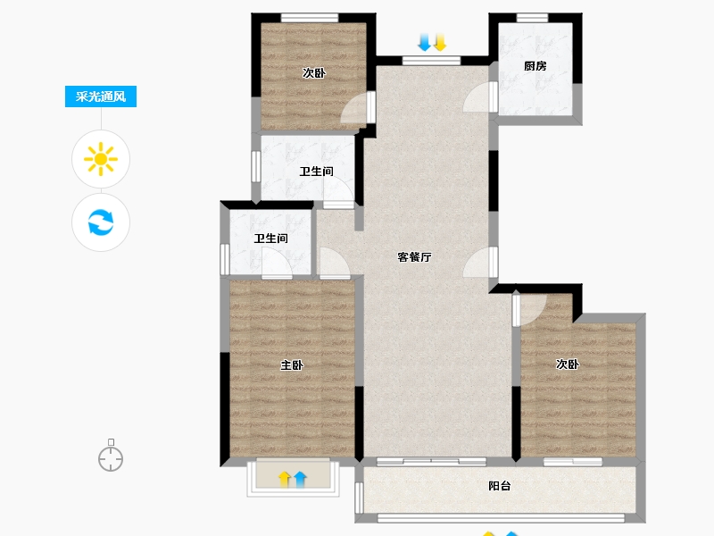 山东省-济南市-璟园-104.88-户型库-采光通风