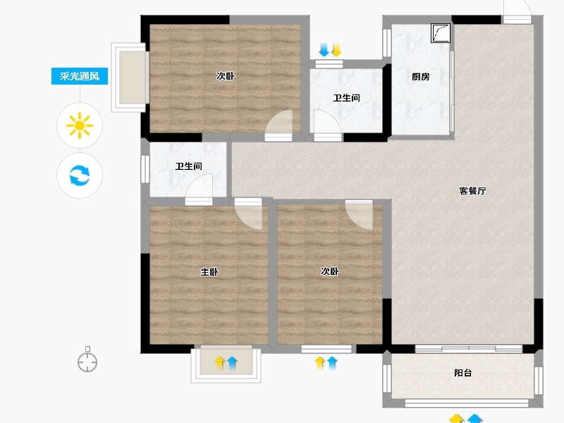 河南省-南阳市-广场北安置小区-112.00-户型库-采光通风