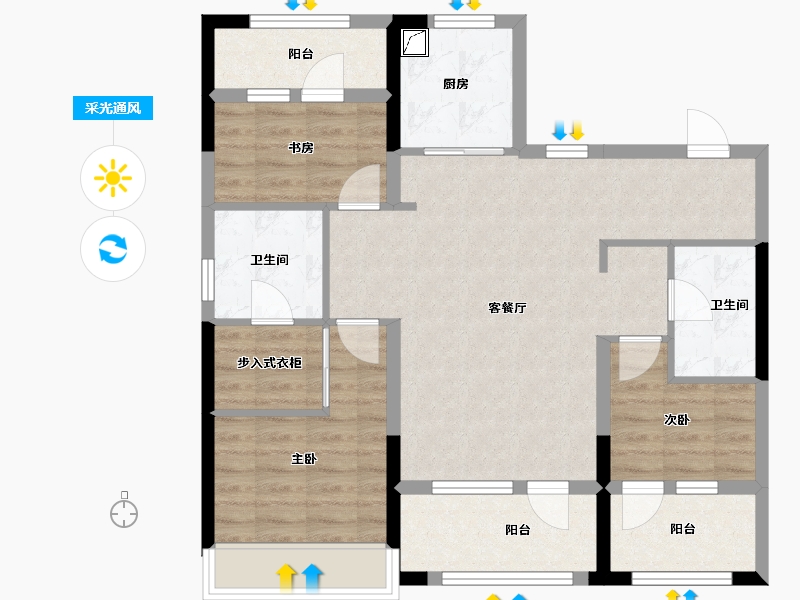 辽宁省-沈阳市-招商时代悦-100.00-户型库-采光通风