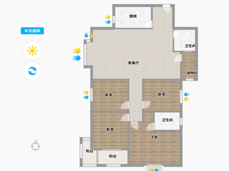 陕西省-西安市-龙湖·景粼天序-130.00-户型库-采光通风