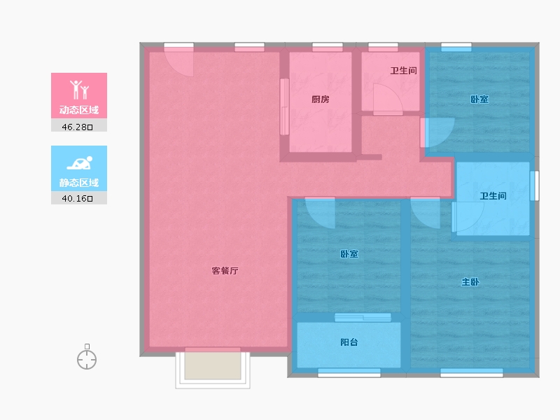 甘肃省-兰州市-雅戈尔·时代之星营销中心-89.32-户型库-动静分区