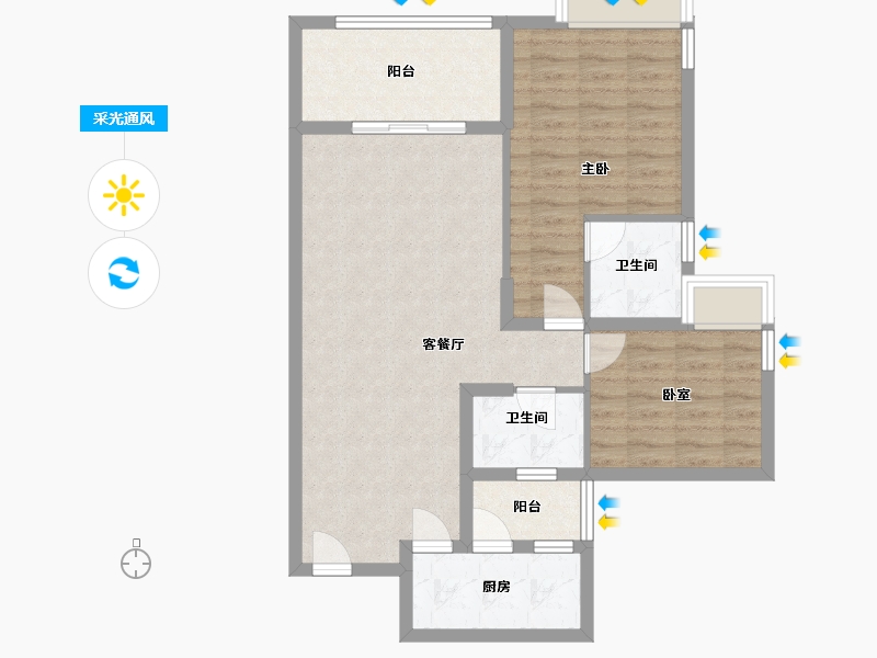 海南省-海口市-兆南丽湾-89.00-户型库-采光通风