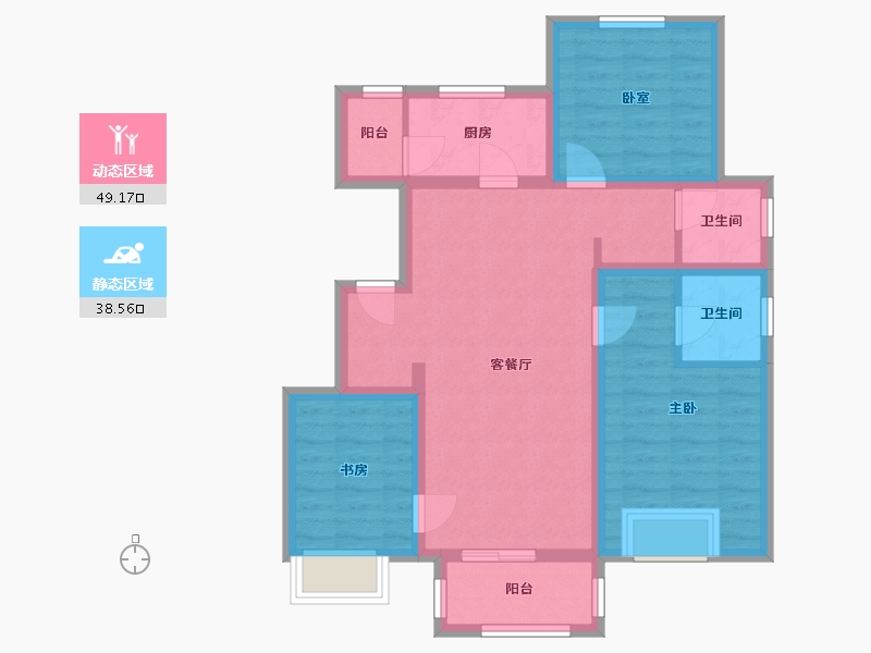 河北省-唐山市-海语昕居-90.55-户型库-动静分区