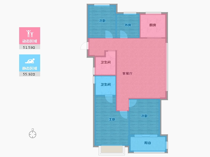 浙江省-杭州市-听悦雅庭-90.00-户型库-动静分区