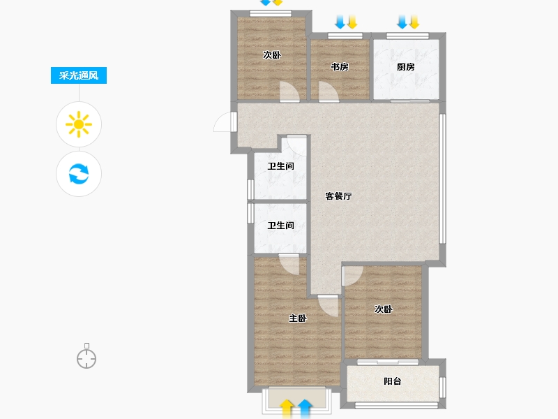 浙江省-杭州市-听悦雅庭-90.00-户型库-采光通风