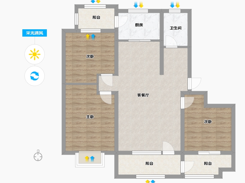 山东省-日照市-兴业名门旺福-90.20-户型库-采光通风