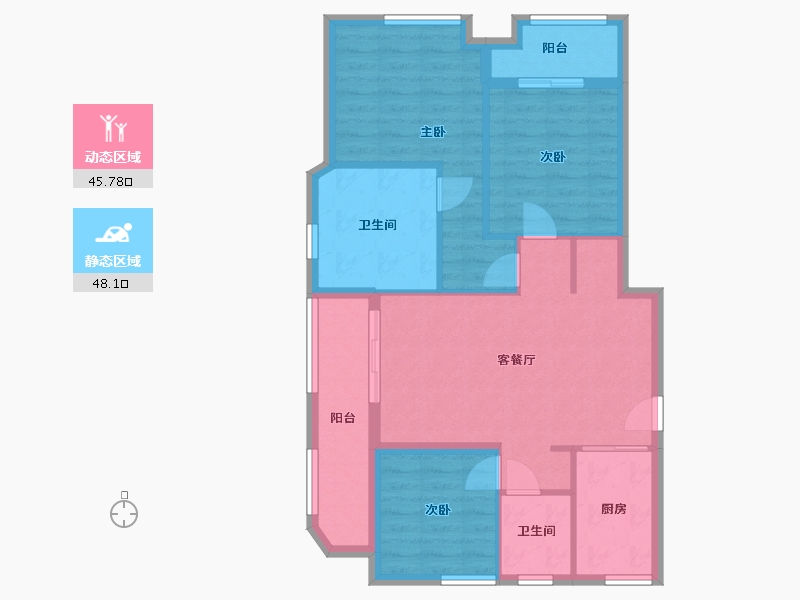 浙江省-金华市-龙海家园-88.00-户型库-动静分区