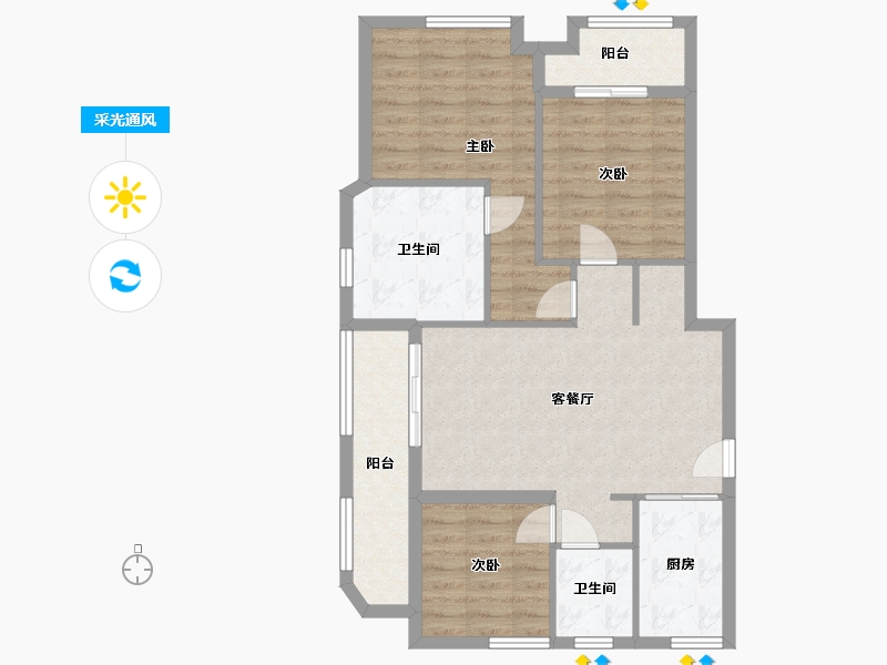 浙江省-金华市-龙海家园-88.00-户型库-采光通风