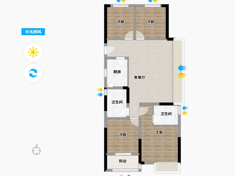 浙江省-湖州市-华纺   湖誉府-115.00-户型库-采光通风