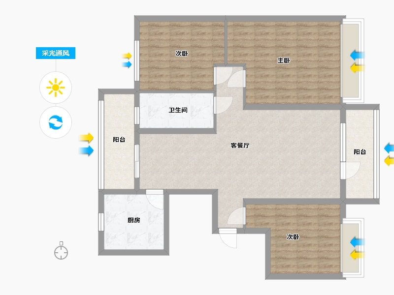 山东省-滨州市-富海铂悦府-104.00-户型库-采光通风