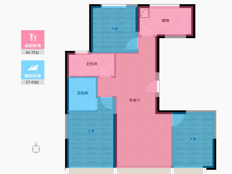 内蒙古自治区-呼和浩特市-万星城-77.90-户型库-动静分区