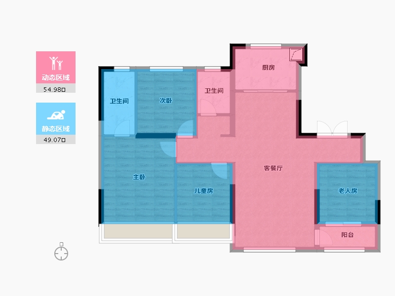 山东省-济南市-历下金茂府-108.00-户型库-动静分区