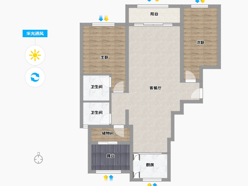 宁夏回族自治区-银川市-翰悦府-98.00-户型库-采光通风