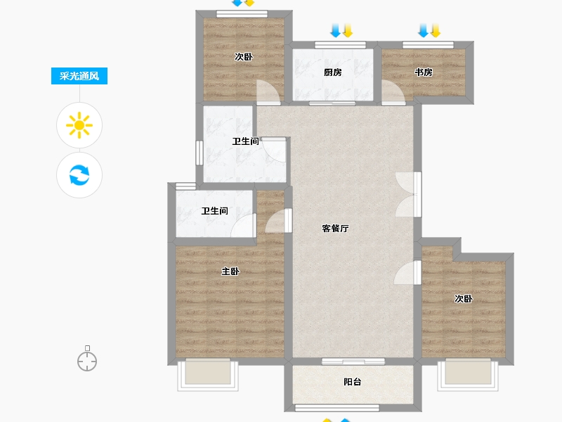 北京-北京市-中海金樾和著商业中心-95.25-户型库-采光通风