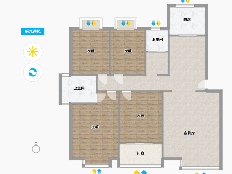 河南省-郑州市-金色嘉园-150.00-户型库-采光通风