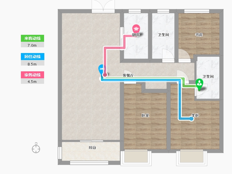 山西省-晋中市-北辰紫园-96.60-户型库-动静线