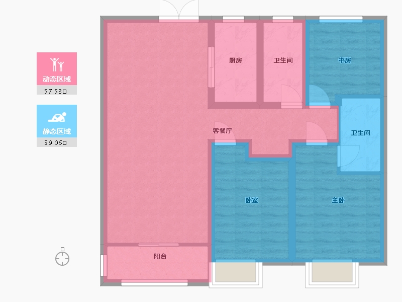 山西省-晋中市-北辰紫园-96.60-户型库-动静分区