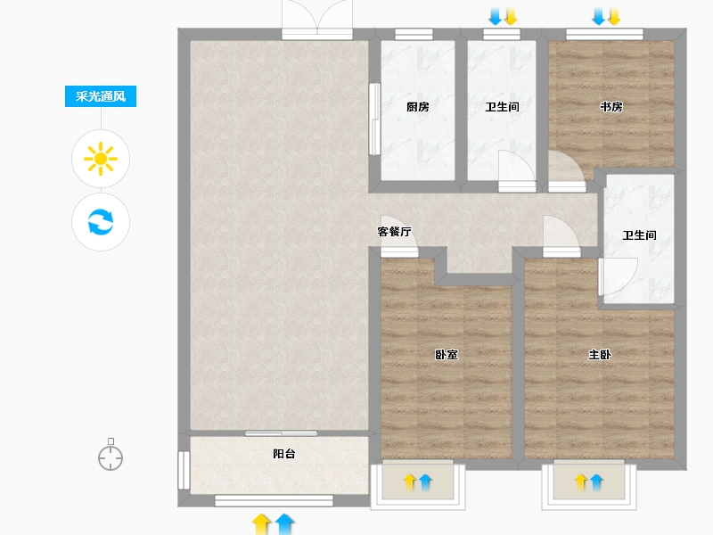 山西省-晋中市-北辰紫园-96.60-户型库-采光通风