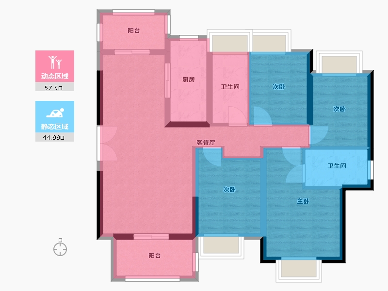 广东省-珠海市-招商依雲華府-98.00-户型库-动静分区