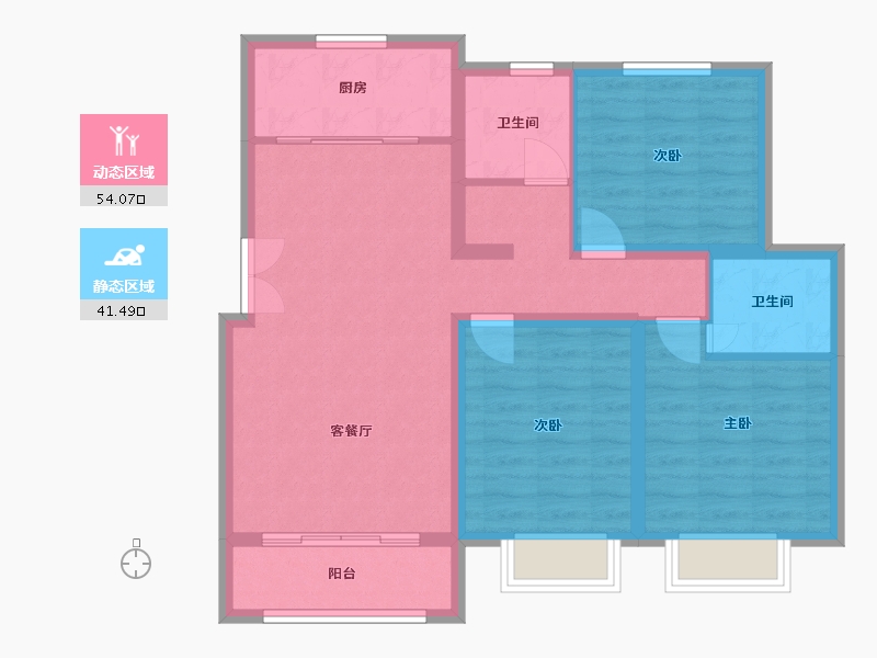 江苏省-南通市-新洋花苑-100.00-户型库-动静分区