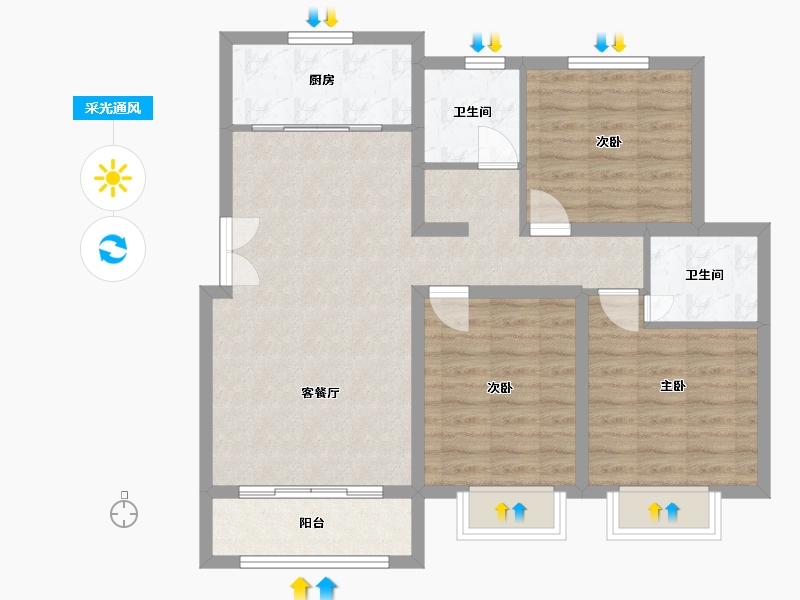 江苏省-南通市-新洋花苑-100.00-户型库-采光通风