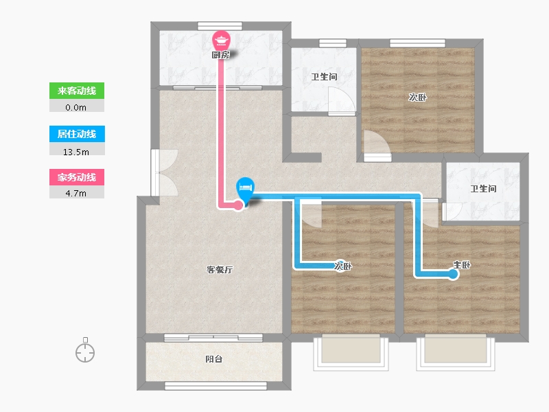 江苏省-南通市-新洋花苑-100.00-户型库-动静线