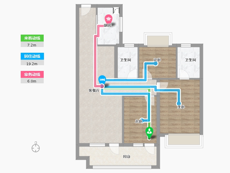 湖北省-襄阳市-雅居乐玺悦-76.00-户型库-动静线