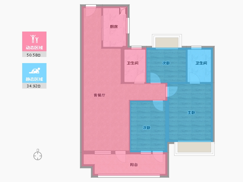 湖北省-襄阳市-雅居乐玺悦-76.00-户型库-动静分区