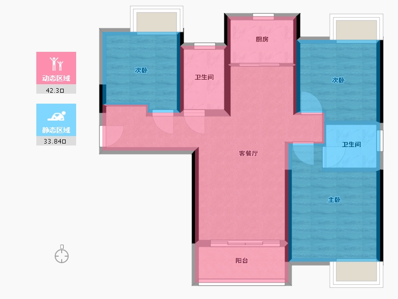 湖北省-武汉市-加州橘郡-76.00-户型库-动静分区