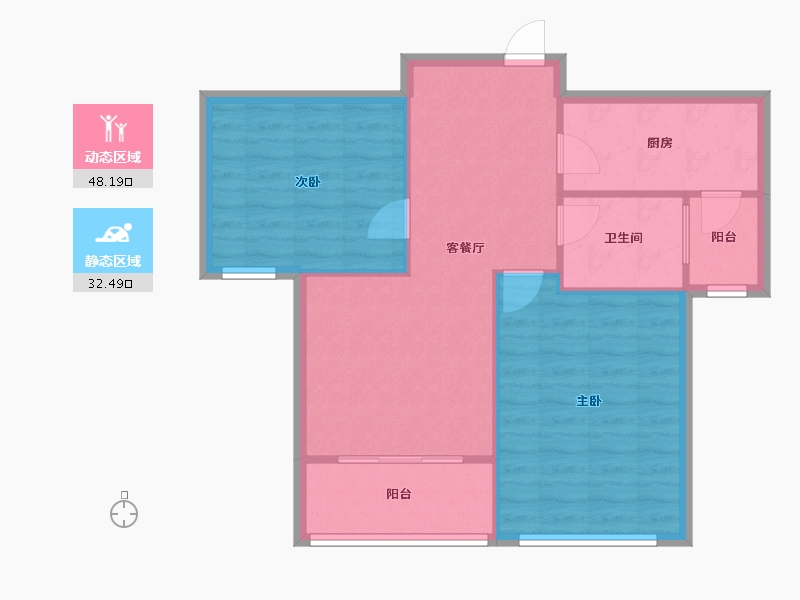 陕西省-宝鸡市-华厦·盛世佳园-88.00-户型库-动静分区