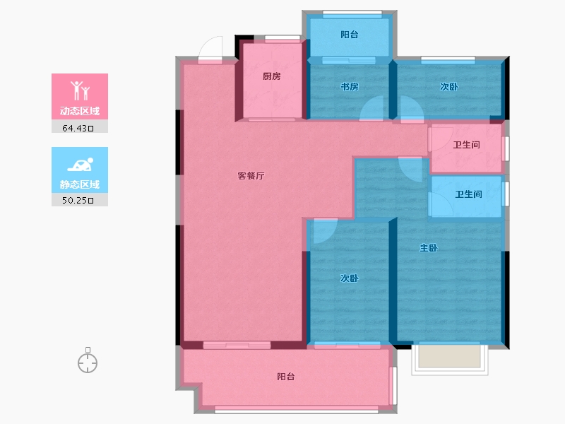 安徽省-六安市-高速时代御府-103.00-户型库-动静分区