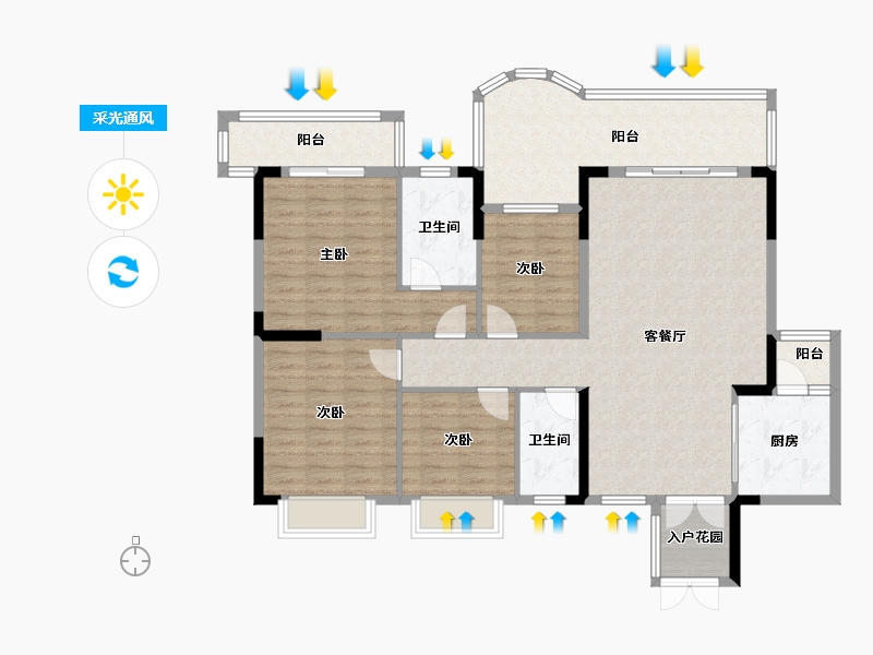 贵州省-黔西南布依族苗族自治州-冠德华庭-150.00-户型库-采光通风